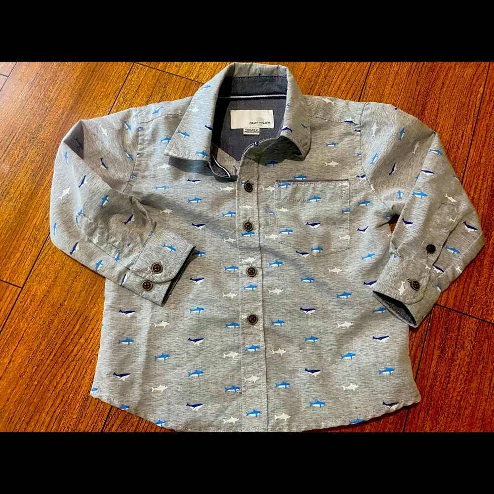 Craft & Flow Toddler Shark Long Sleeve Shirt 2T